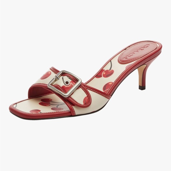 Coach Cherry Red and Cream Heeled Sandals - Picture 1 of 1